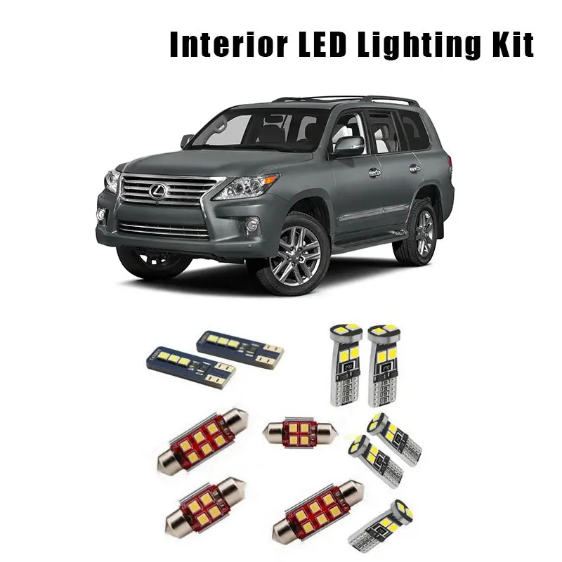 

For 2008-2013 2014 2015 Lexus LX570 15pcs White Canbus LED Bulbs Interior Map Trunk Dome Light Kit Step Courtesy Door Lamp