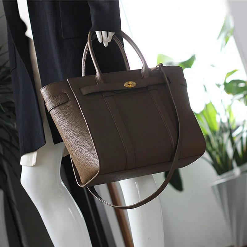 fashion womens leather briefcase female travel commuter business tote office bag luxury litchi cowhide lady handbag crossbody free global shipping