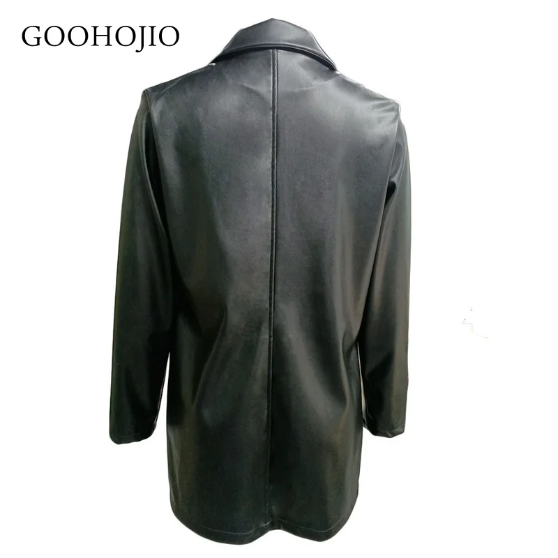 

GOOHOJIO 2021 New Spring Autumn Faux Leather Jacket Women Fashionable Faux Leather Cloth Women Temperament Women Leather Jacket