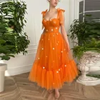 Вечернее платье-трапеция Verngo, оранжевое Тюлевое платье с объемными цветами, на бретелях, с завязкой, с бантом и пуговицами спереди, вечерние Ной до щиколотки, 2021