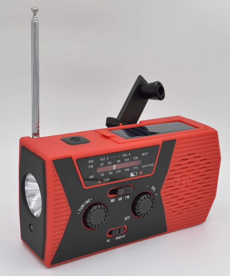 Запасной Солнечный Ручной радио рычаг портативный AM/FM погода радио открытый бытовой светодиодный фонарик 2000 мАч Зарядное устройство USB