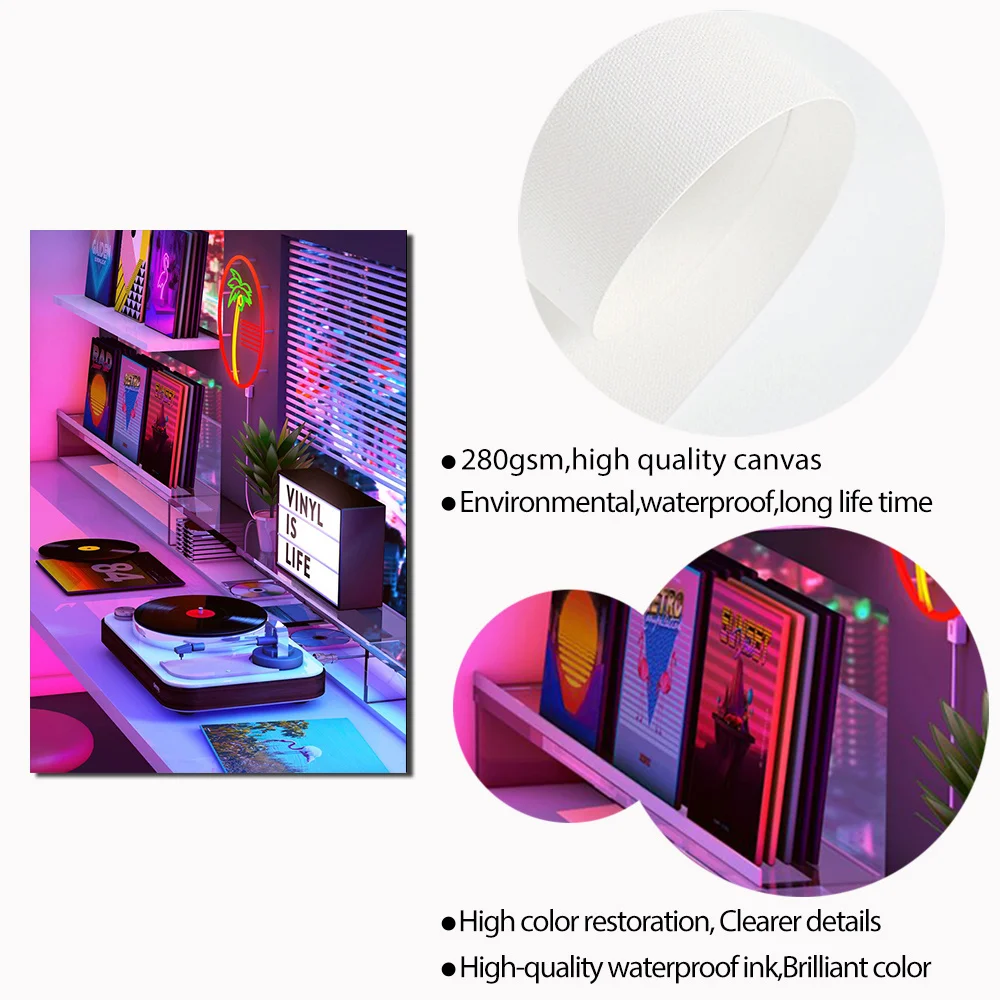 Современный неоновый DJ-холст в научном стиле гоночный коктейль аркадные мечты