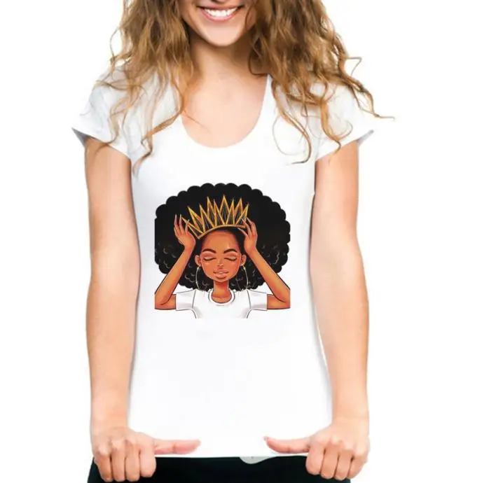 

YEMUSEED New Girl Printing T-shirt Women Casual Tops O-Neck Short Sleeve Tee shirt FFV302