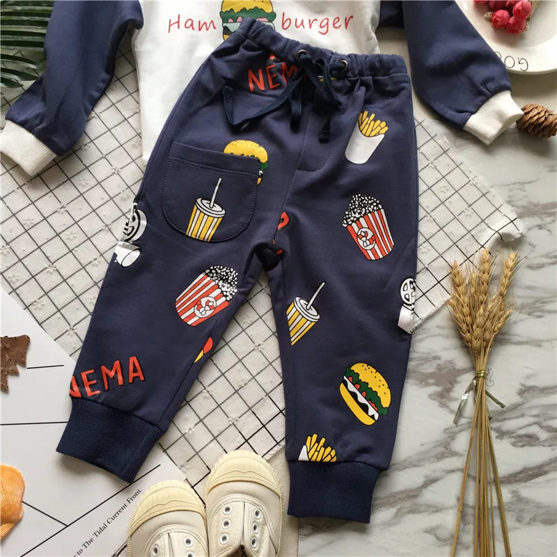 Tonytaobaby осенняя одежда новый стиль Детский темно-синий комплект гамбургера | Мать