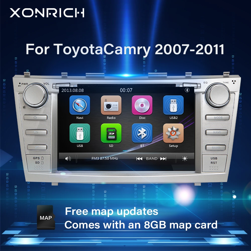 Автомобильный мультимедийный плеер Xonrich 2 din магнитола для Toyota Camry 2007 2008 2009 2010 2011