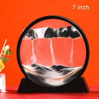 moving sand art picture round glass 3d 712 inch desktop ornament with base home office decoration painting calligraphy new