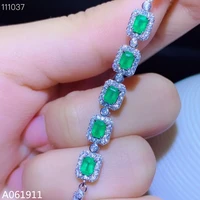 kjjeaxcmy fine jewelry natural emerald 925 sterling silver new women hand bracelet support test beautiful