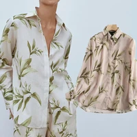 elmsk blouse women autumn blusas mujer de moda 2021 loose shirt england style fashion indie folk tropical printing casual tops