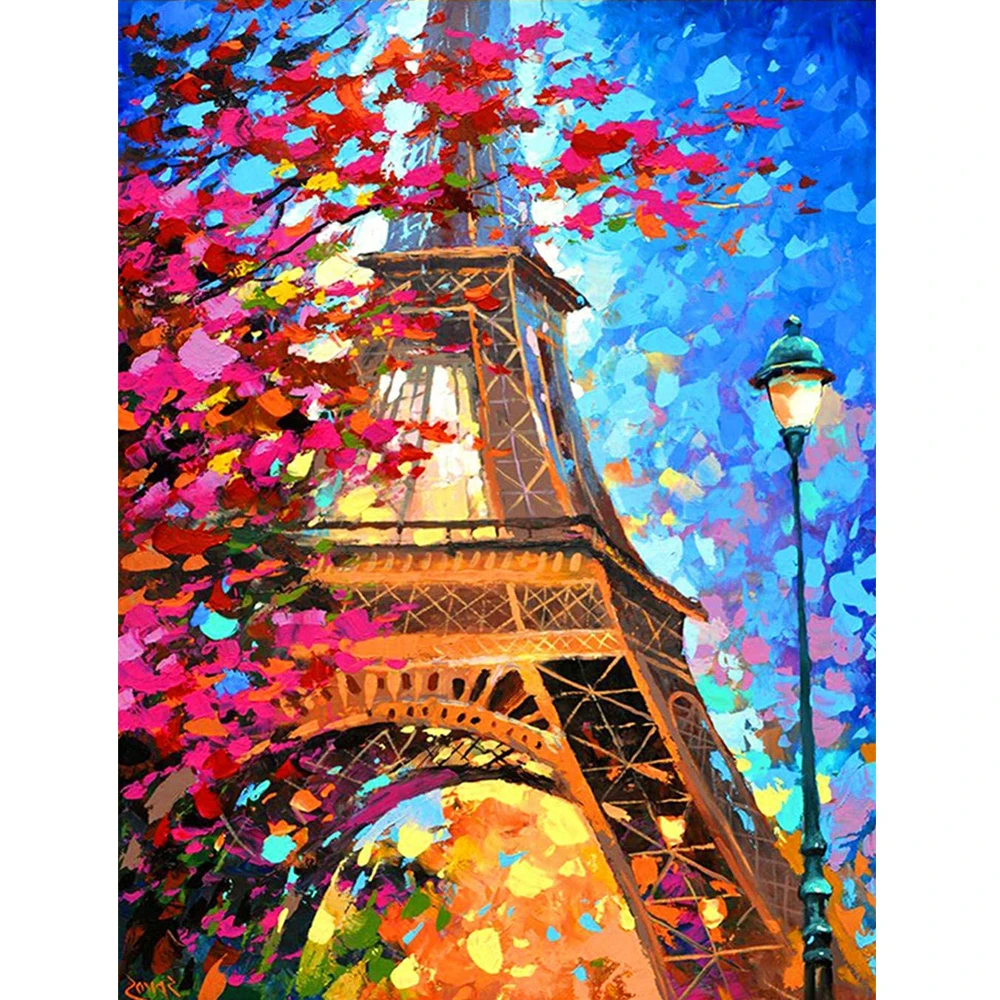 Пейзаж Цветы башня 11CT Вышивка крестом узоры рукоделие ручная работа вязание