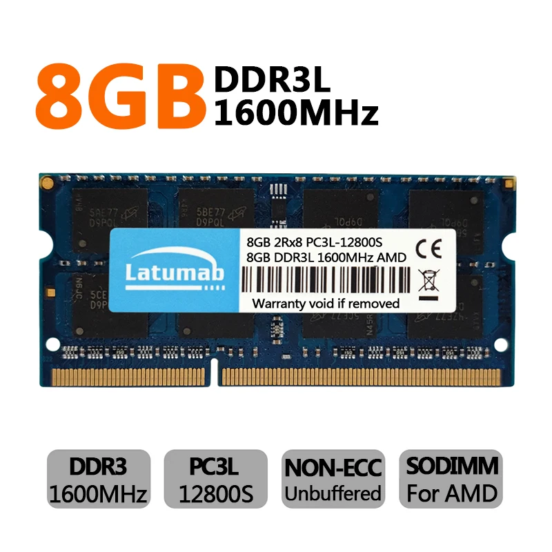 Latumab ОЗУ DDR3L 8 Гб 1600 МГц память для ноутбука AMD Чипсет процессора 204Pin SODIMM 1 35 V Memoria DDR3