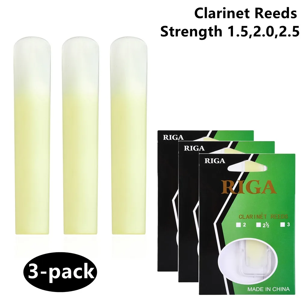 

3pcs Clarinet Resin Reeds Strength 1.5 2.0 2.5 Natural Alto Tenor Soprano Saxophone Perfect U Shape 67mm X 11.5mm For Beginner