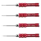 Набор шестигранных отверток 0,91,271,31,5 мм из быстрорежущей стали с красной ручкой, набор инструментов с шестигранной отверткой для радиоуправляемого вертолета, автомобиля, дрона, модели самолета