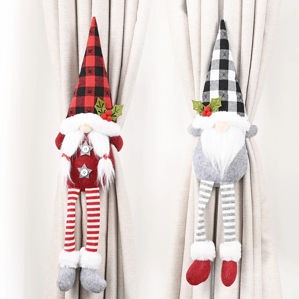 

1 шт. Рождественская занавеска, застежка для штор Mr & Mrs Gnome, застежка-держатель, застежка для окон, рождественские украшения, Декор