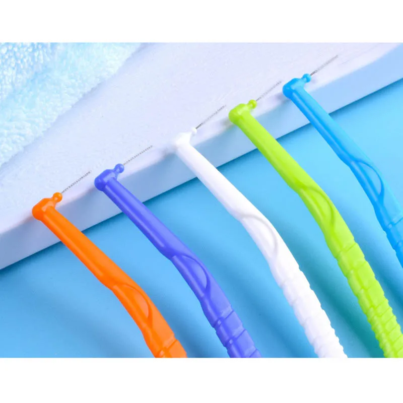 

10 Pcs Interdental Brush Micro Size 0.6-1.2mm L-shaped Oral Care Floss Brush M88