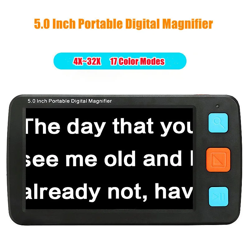 

5" Portable Digital Magnifier Electronic Reading Aid 5 Inch W/Foldable Handle For Low Vision Color Blindness 4X-32X Times Zoom