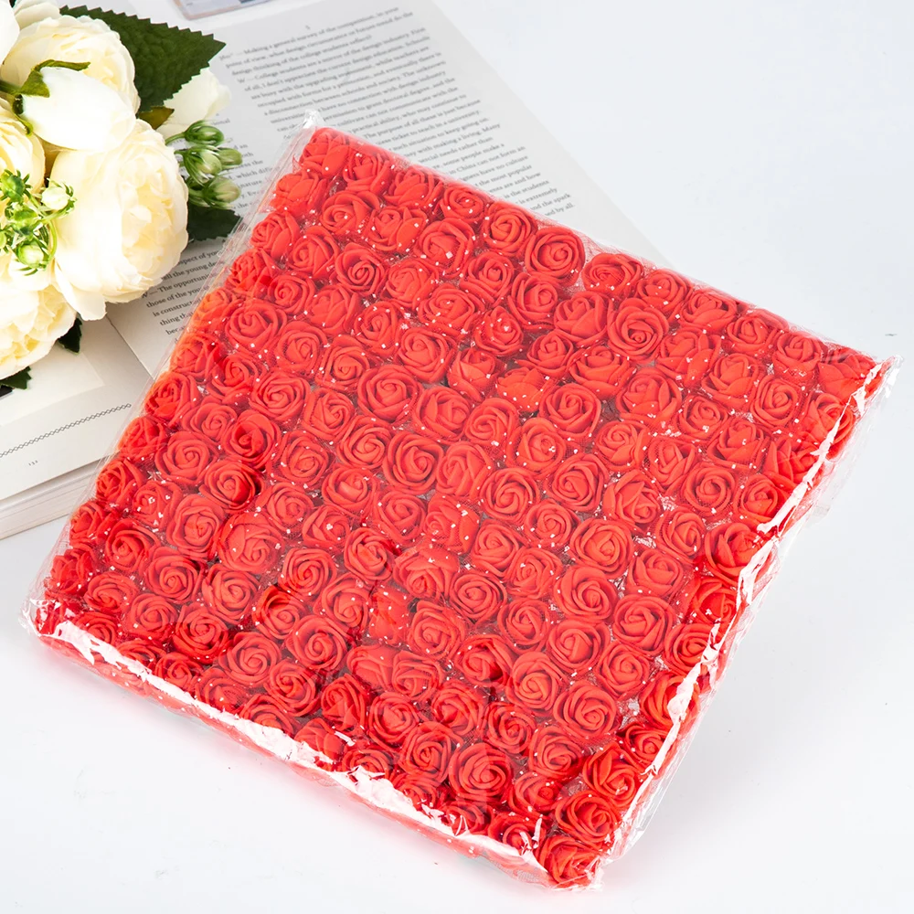 06 Red 144 шт., 2 см, искусственный букет из пенопласта, розы, свадебные, домашние, вечерние, на День святого Валентина, украшения, сделай сам, венок, скрапбук, подарочная коробка - Цвет: 06 Red