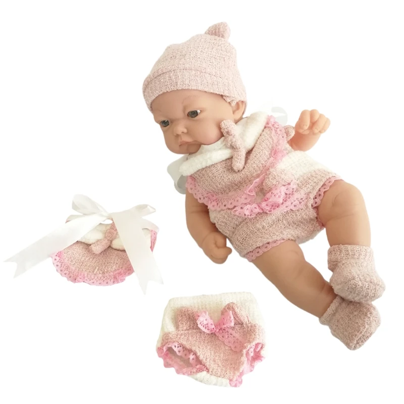 

25cm/10in Miniature Girl Cuddle Doll with Washable Soft Vinyl Body Lovely Face Vivid Caucasian Reborn for Toddler Girls 87HD