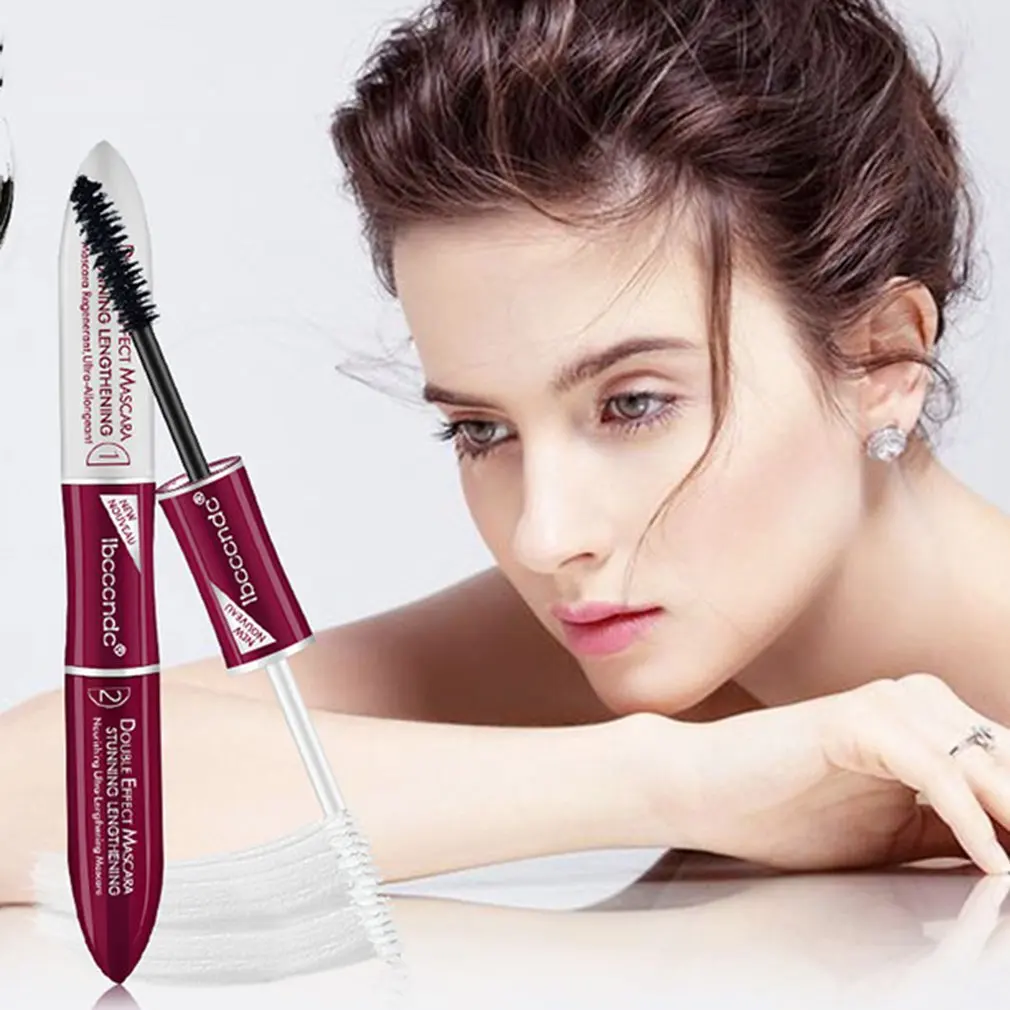 Тушь для ресниц 4D с двойной головкой водостойкая удлиняющая черно белая| |