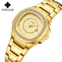 wwoor top brand fashion rectangle women watch 2022 luxury diamond quartz watch gift date clock gold watch for women reloj hombre