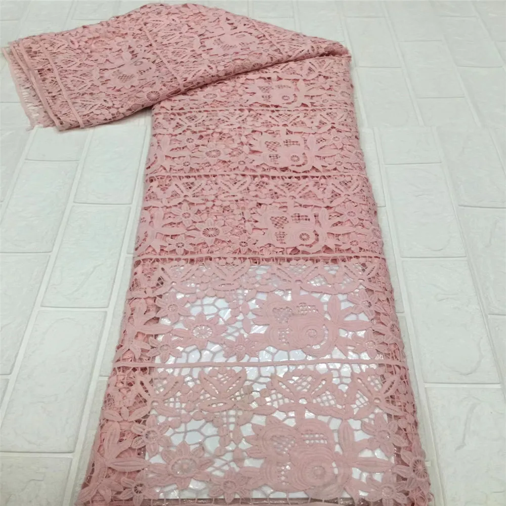 

African Lace Fabric 2021 High Quality Nigerian Guipure Lace Fabric Latest French Cord Lace Fabric Wedding 5 Yards