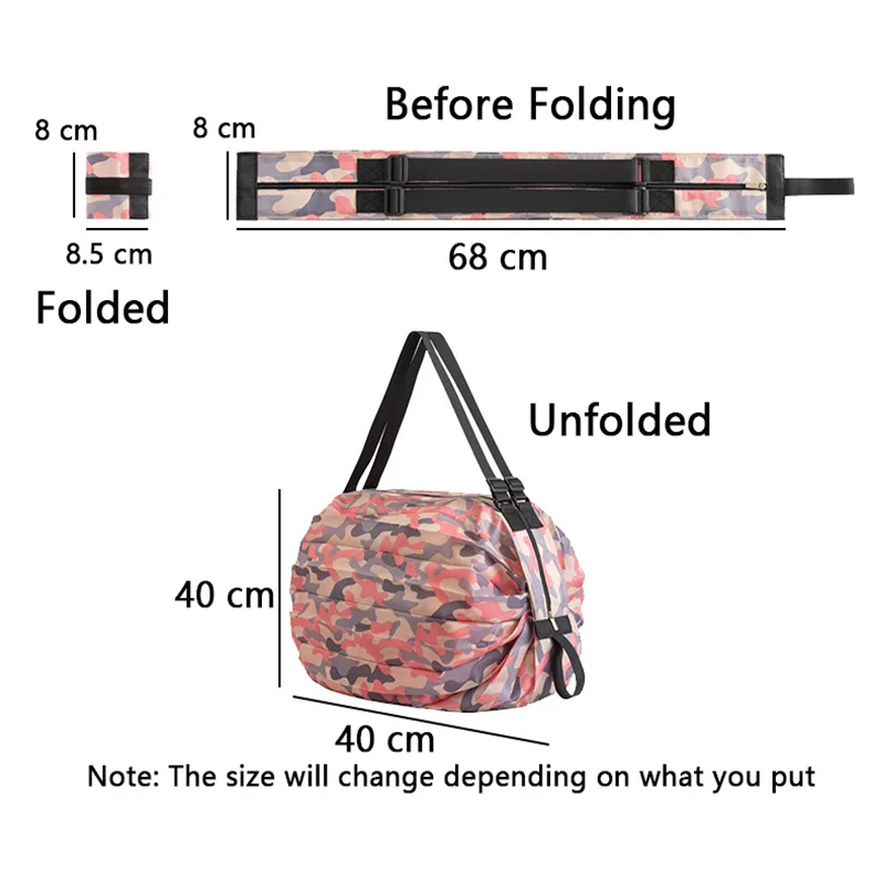 

Vogue Foldable Portable Bag - Eco-friendly Reusable Waterproof Tote Bag Ideal for Shopping, Grocery, Picnic, Travel and Gym