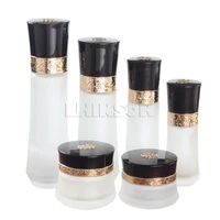 5pcslot empty frosted glass carving decorative pattern lid lotion bottle cream jar royal style cosmetic packaging container