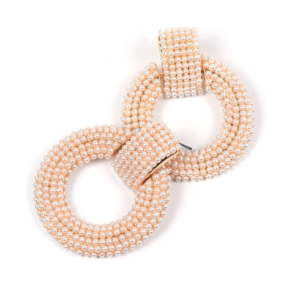 Серьги-подвески ZA с искусственным жемчугом массивные круглые квадратные