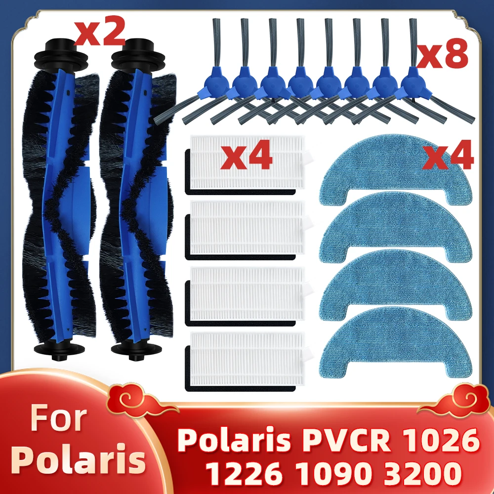 Replacement For Polaris PVCR 1026 1226 1090 3200 Main Side Brush Hepa Filter Mop Cloths Rag Robotic Vacuum Cleaner Spare Parts