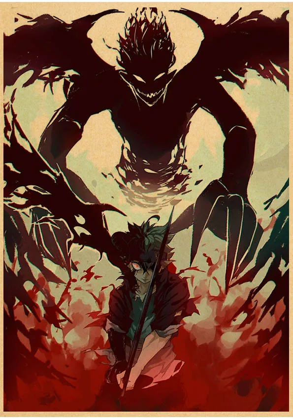 Японское аниме черный клевер плакат винтажный мультфильм крафт-бумага Высокое