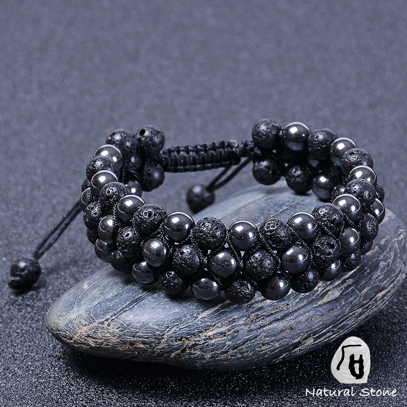 2020 новый дизайн мужские и женские браслеты из натурального камня с бусинами три