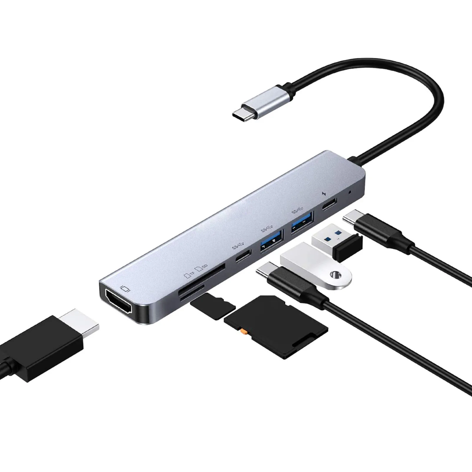 

USB C-концентратор портативный Тип C 7-в-1 USB3.1 на HDMI концентратор SD TF кардридер адаптеры сплиттер для Huawei Mate10/ Mate10 Pro/ P20/p20