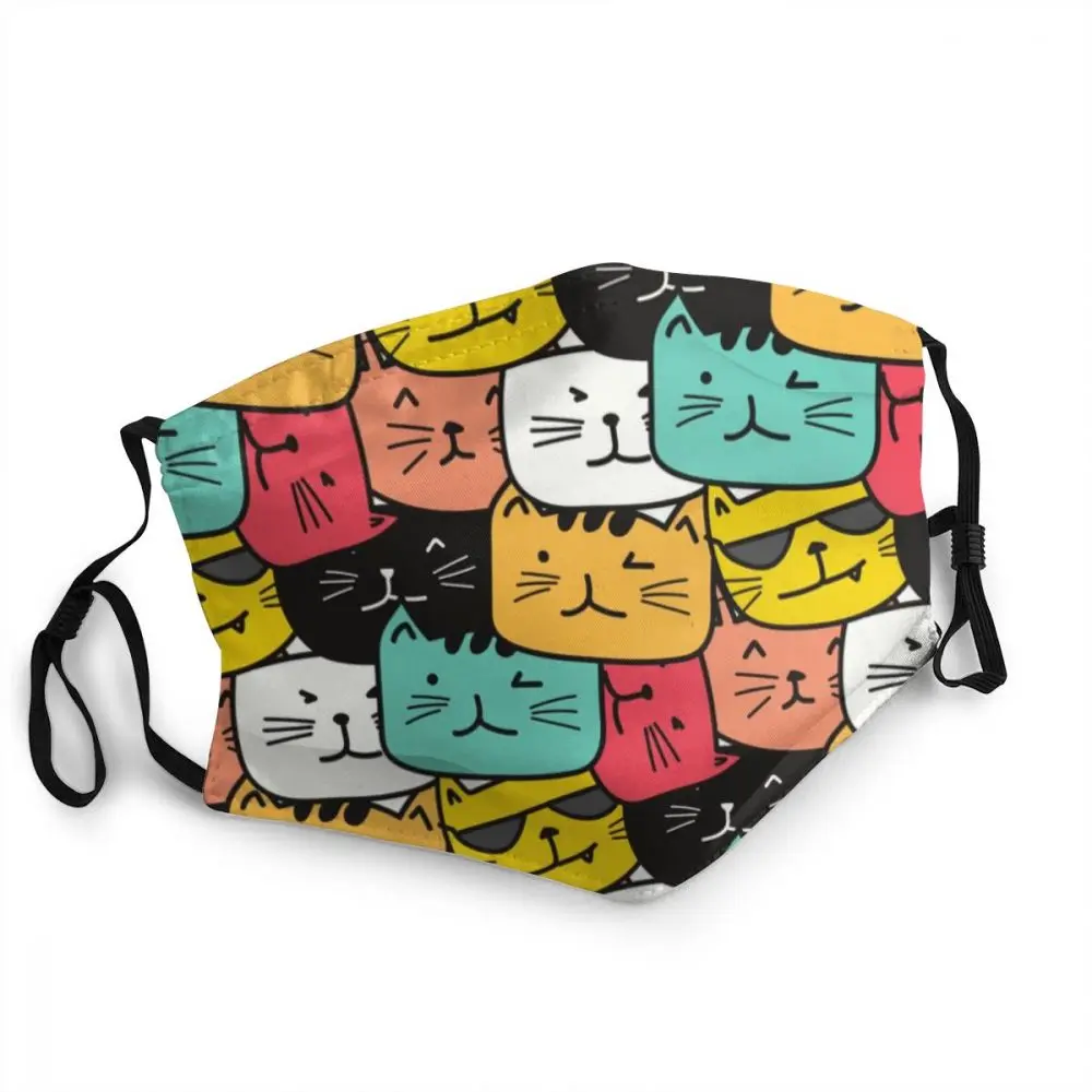 

Colorful Cat Printing Mask Anti Dust Breathable Kawaii Pattern Face Mask Protection Cover Men Women Respirator Mouth-Muffle