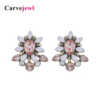 carvejewl stud earrings cute rhinestone flower color rich earrings for women jewelry girl gift new design korean earrings hot