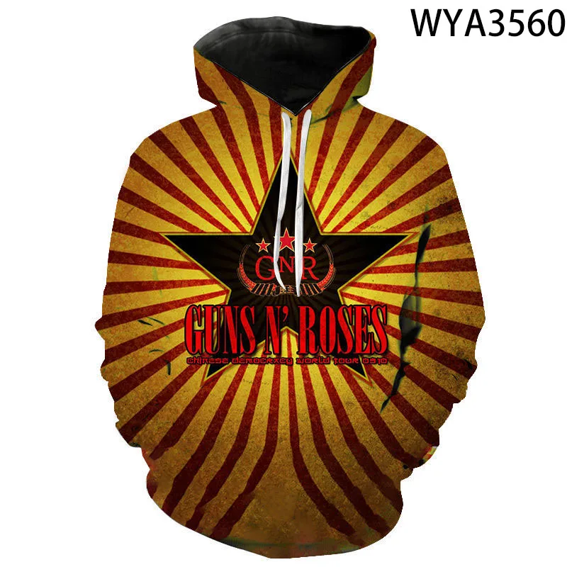 Толстовки унисекс с 3D-принтом Guns N Roses уличный пуловер длинным рукавом для