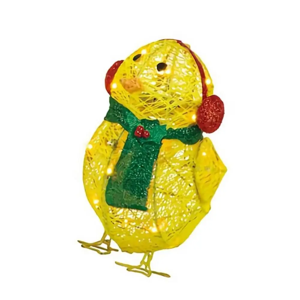 

Holiday Decoration Light-Up Christmas Chicken Chick Ornaments With Scarf LED Christmas Outdoor Decorations Yellow Chicken La