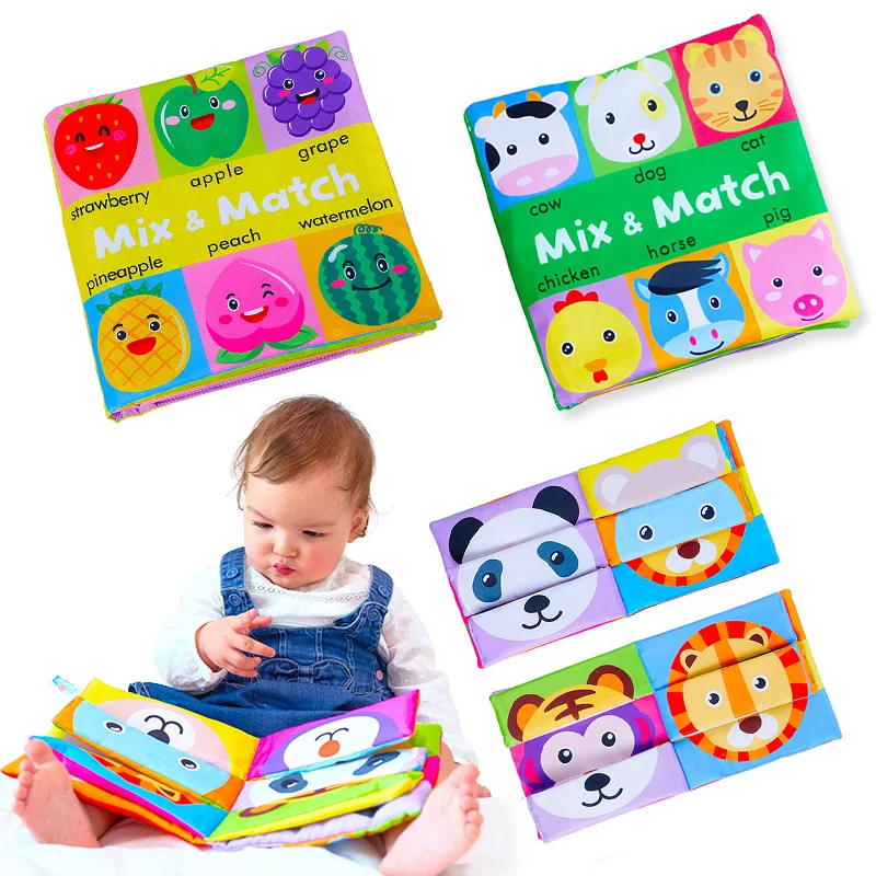 Fun Matching Cloth Book Baby Early Educational Toy Infant Sensory Farm Animal Recognition Item Gift for Newborn Interactive Toys