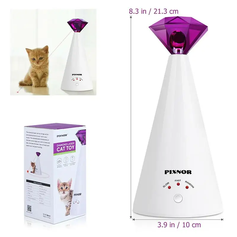

Diamond Cat Toy Electric Pet Toy Diamond Shaped Interactive Cat Adjustable 3 Speeds Pet Pointer Plastic Cat Toy Pet Supplies