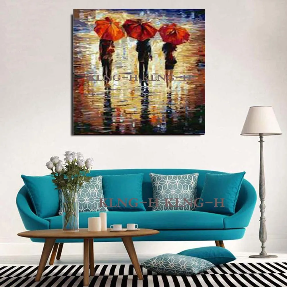 100% pintado a mano Envio gratis pintura al óleo sobre lienzo arte de pared hecho imperno paisaje lluvia foto dos p | Дом и сад