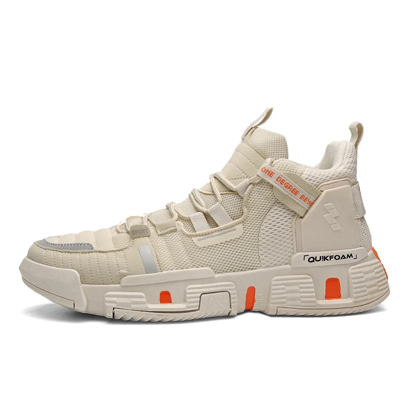 beige 6611 JUNSRM/Новинка года; Зимняя мужская обувь с высоким берцем; Брендовые мужские кроссовки; zapatillas; уличная Нескользящая беговая Обувь; tenis masculino - Цвет: beige 6611