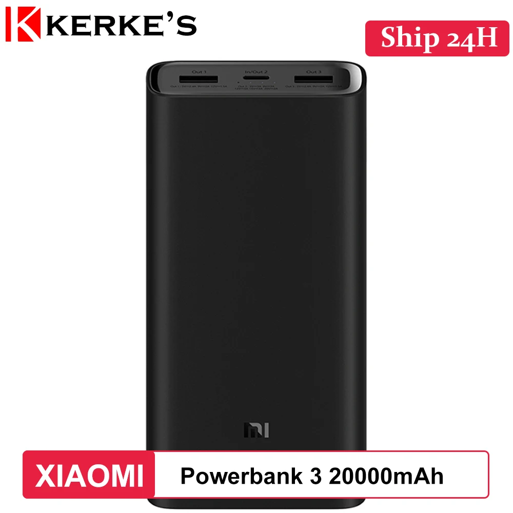 Xiaomi power Bank 3 20000 мАч портативное зарядное устройство 45 Вт Двусторонняя Быстрая зарядка 3 выхода внешний аккумулятор