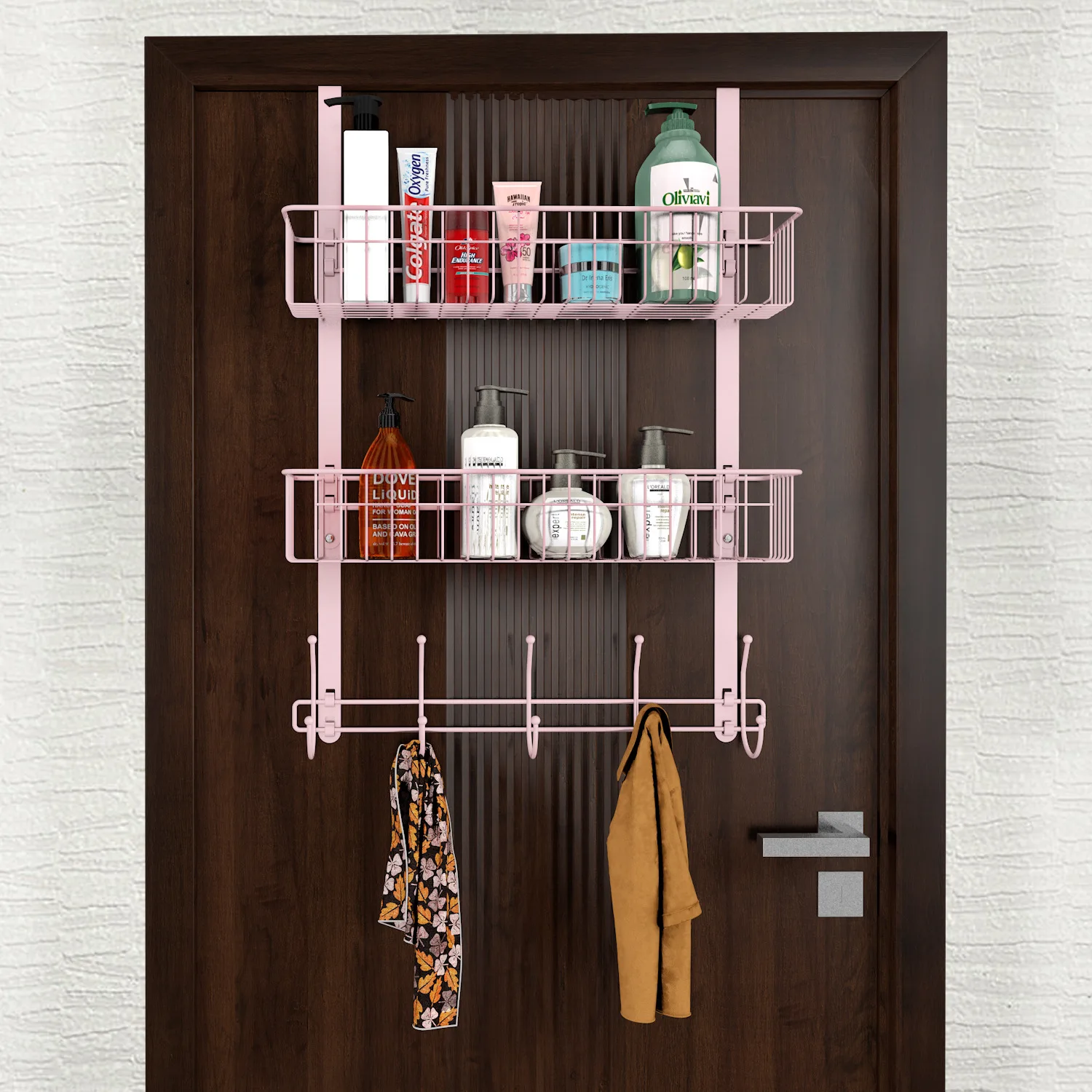 

Многофункциональные крючки, подвесная корзина для полотенец, стойка для хранения косметики, дверной органайзер для косметики, используетс...