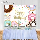 Виниловый фон для фотосъемки с изображением пончиков и маленьких девочек на день рождения