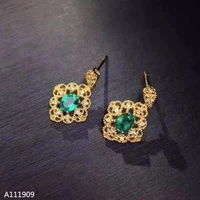 kjjeaxcmy boutique jewelry 925 sterling silver inlaid natural emerald female earrings support detection exquisite