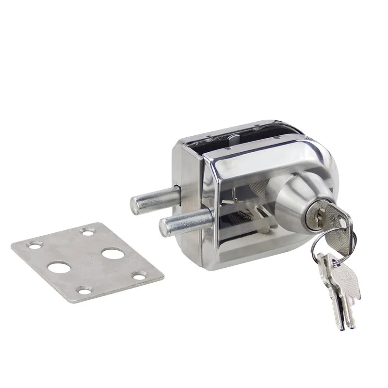 Замок для стеклянных дверей из нержавеющей стали однораспашной Бескаркасный