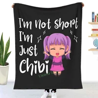 kawaii anime merch im not short im just chibi throw blanket 3d printed sofa bedroom decorative blanket children adult gift