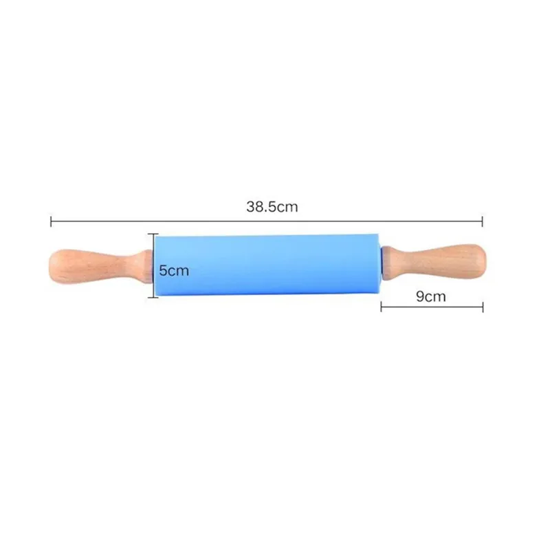 

Colorful Silicone Rolling Pin with Wooden Handle Modern Style Home Kitchen Supplies Dough Roller Dough Pizza Pastry Pie Pasta