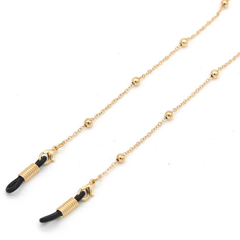 

70cm Women Beaded Eyeglass Chains Glasses Reading Eyeglasses Holder Strap Cords Lanyards for Girls Gold Black Silver Color