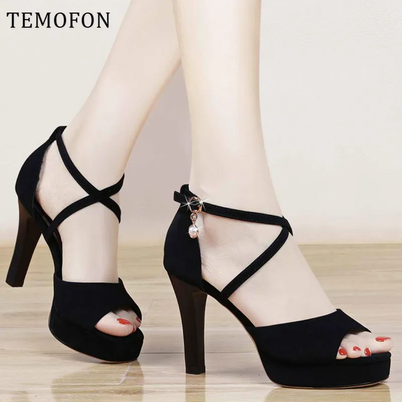 Босоножки TEMOFON женские на платформе и высоком массивном каблуке сандалии с