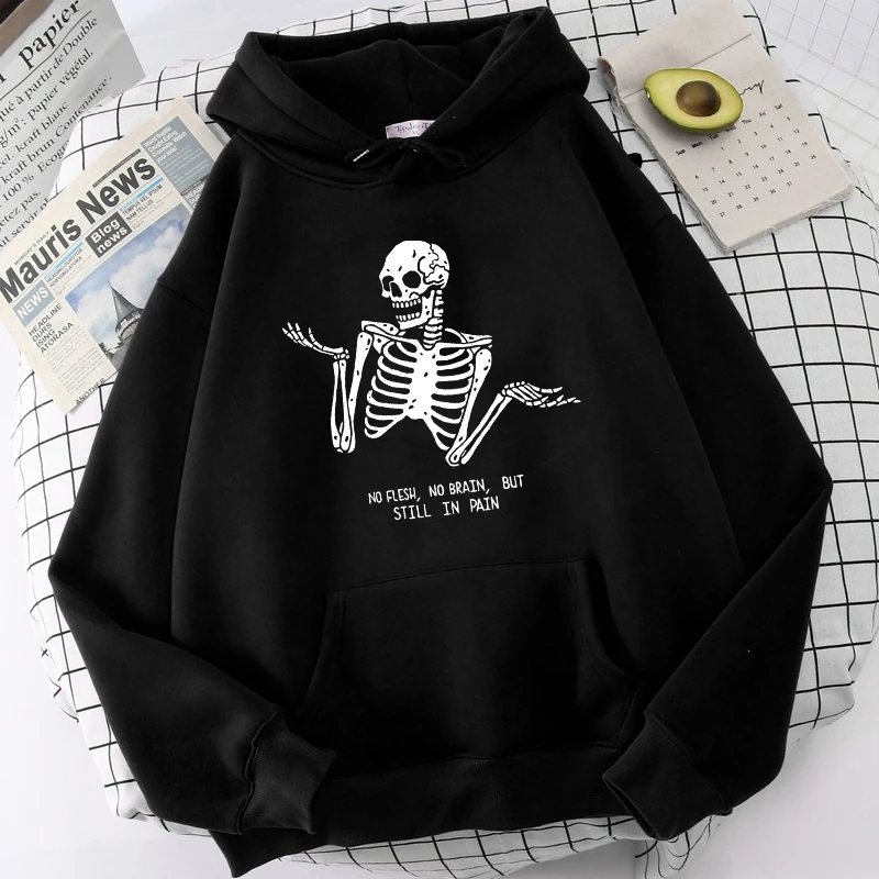 

Women's Hoodie, long sleeve, Harajuku style, retro, skull pattern, dark punk, Gothic street clothes, winter