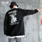 Толстовка мужская оверсайз с капюшоном и принтом кошки в японском стиле, зима 2021, теплая уличная одежда, флисовые толстовки в стиле хип-хоп